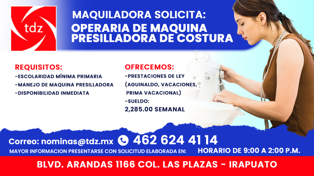 Operaria de maquina (pretinadora de costura)