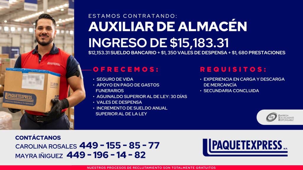 AUXILIAR DE ALMACEN AGU 2026