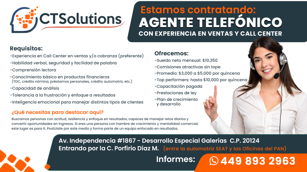 Agente telefónico (experiencia en ventas y call center)