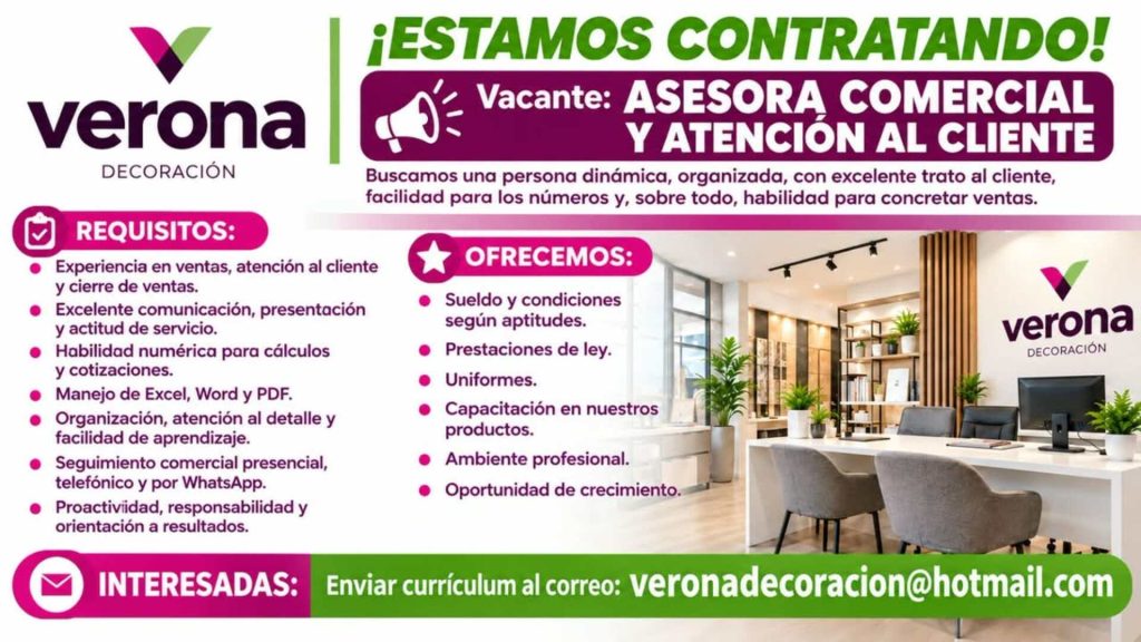Asesora comercial y atención al cliente